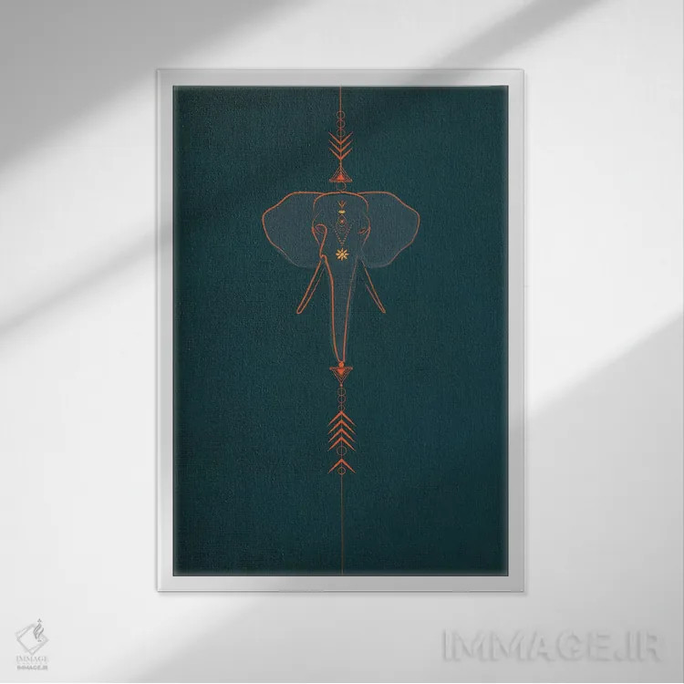 تابلو دکوراتیو فیل اثر چایا شرادر - نمای قابدار سفید