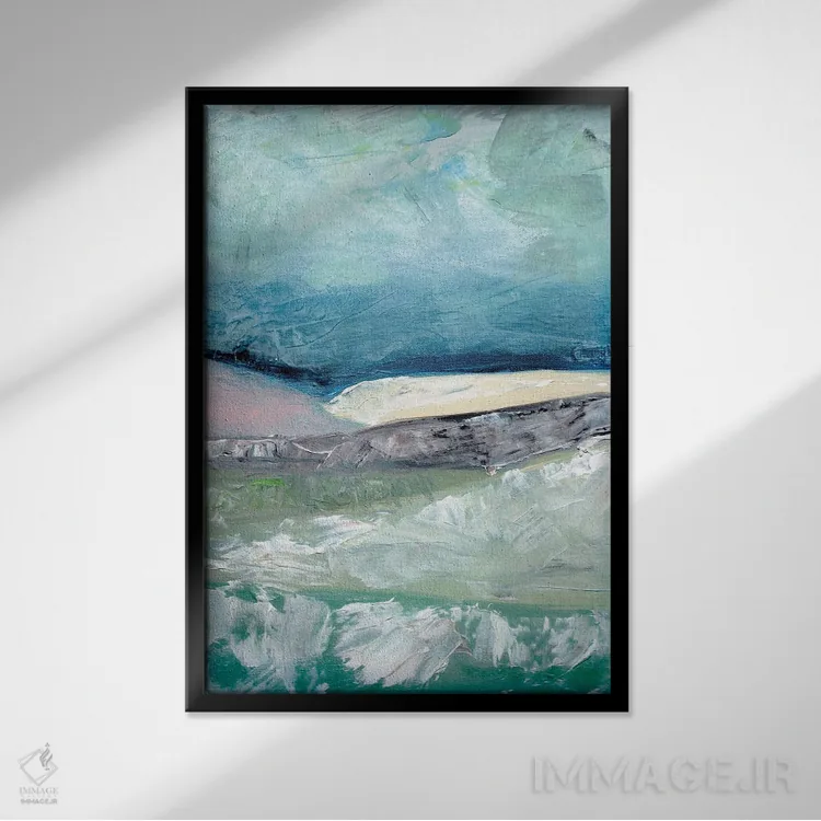 تابلو دکوراتیو کوه نما با صورتی ملایم ۲ اثر مارسی چپمن - نمای قابدار مشکی