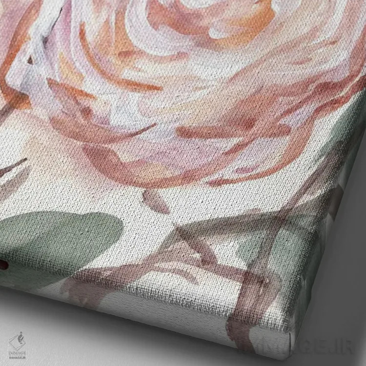 تابلو دکوراتیو بوته روستایی صورتی مرجانی ۱ اثر مارسی چپمن - نمای نزدیک بافت بوم