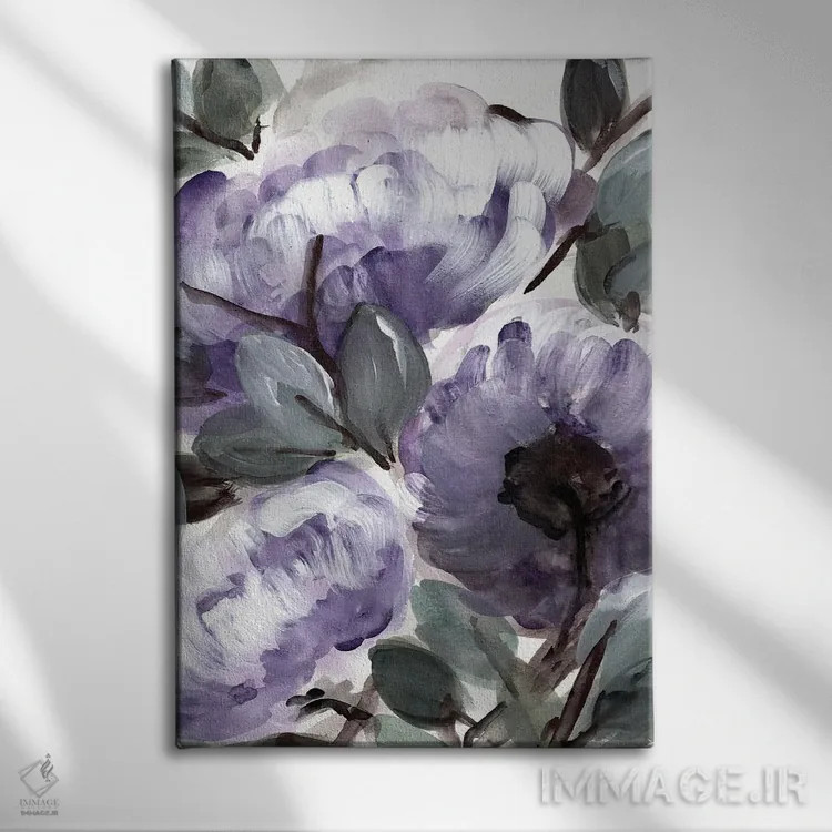 تابلو دکوراتیو بوته روستایی بنفش ۲ اثر مارسی چپمن - نمای روبهرو روی دیوار