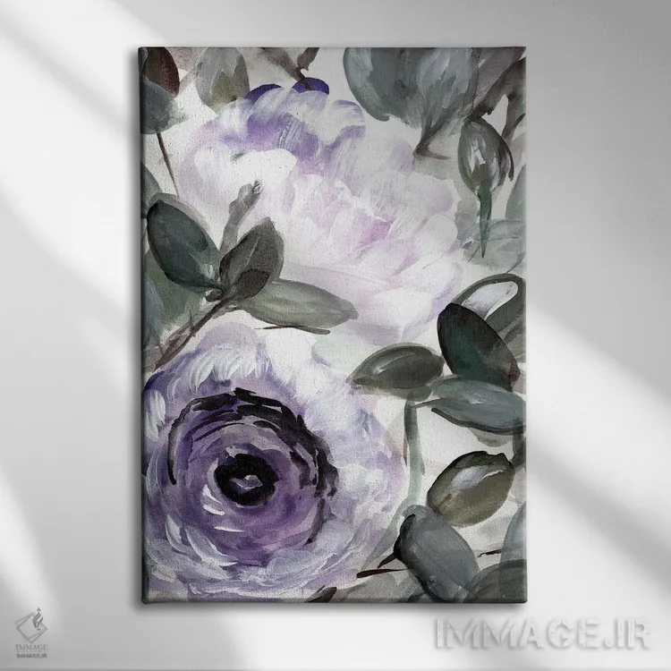 تابلو دکوراتیو بوته روستایی بنفش ۱ اثر مارسی چپمن - نمای روبهرو روی دیوار