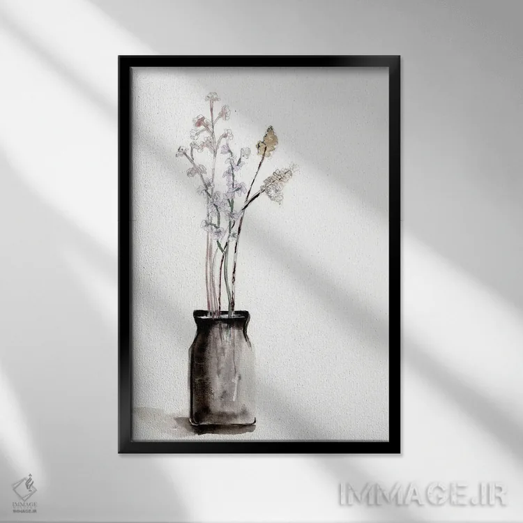 تابلو مینیمال قطعه کوچکی از چیدمان میز اثر مارسی چپمن - نمای قابدار مشکی