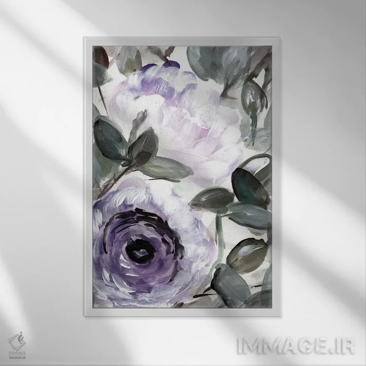 تابلو دکوراتیو بوته روستایی بنفش ۱ اثر مارسی چپمن - نمای قابدار سفید