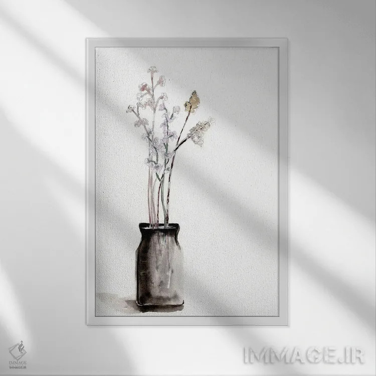 تابلو مینیمال قطعه کوچکی از چیدمان میز اثر مارسی چپمن - نمای قابدار سفید