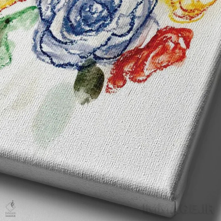 تابلو مینیمال آبی گچی و زرد ۲ اثر مارسی چپمن - نمای نزدیک بافت بوم