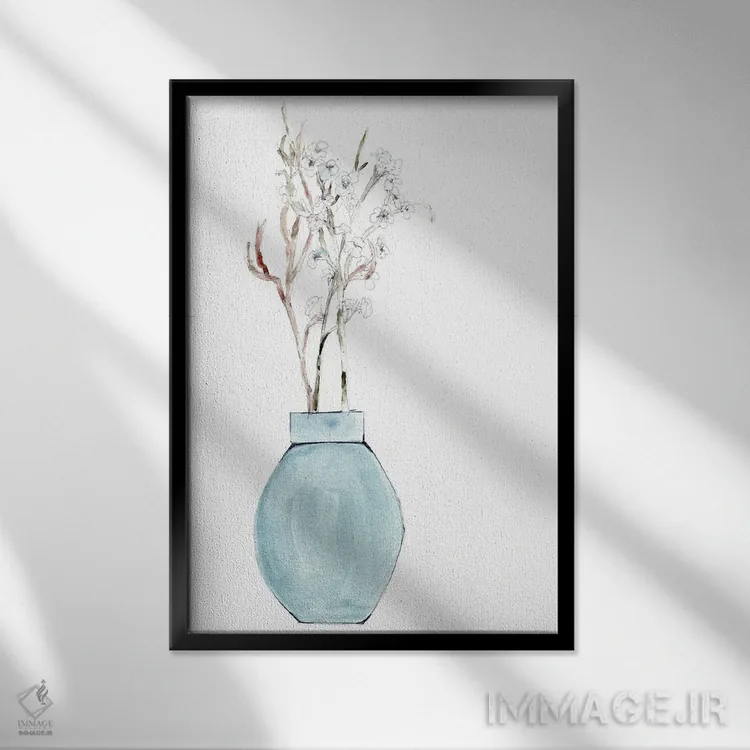 تابلو مینیمال ساده و آبی اثر مارسی چپمن - نمای قابدار مشکی