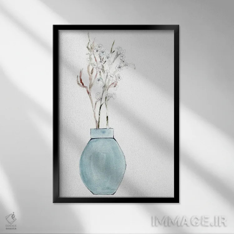 تابلو مینیمال ساده و آبی اثر مارسی چپمن - نمای قابدار مشکی