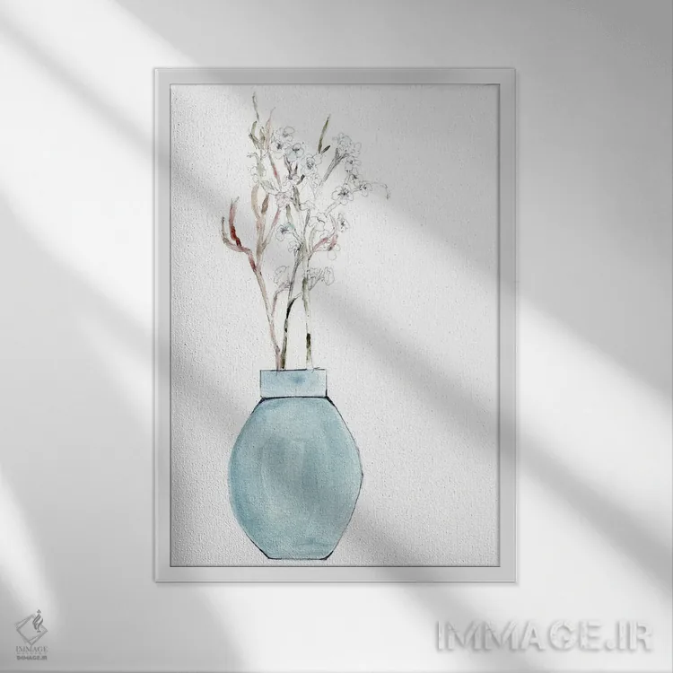 تابلو مینیمال ساده و آبی اثر مارسی چپمن - نمای قابدار سفید