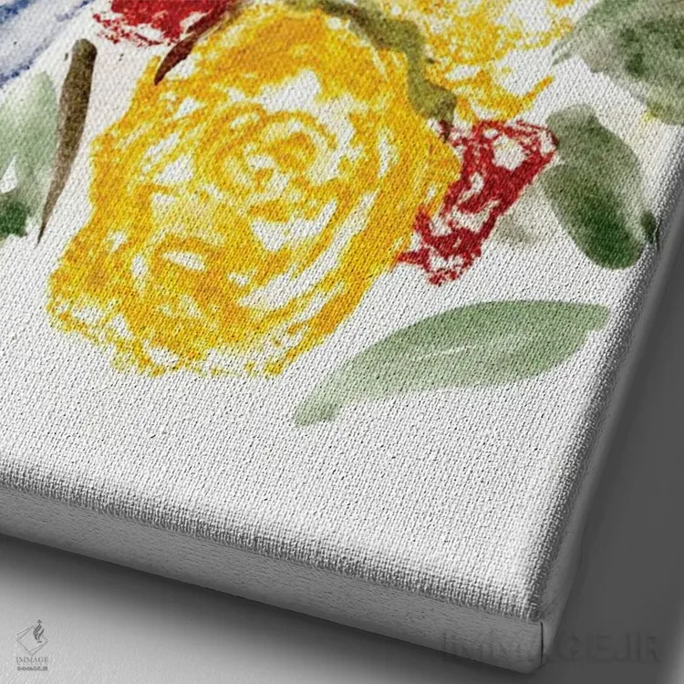 تابلو مینیمال آبی گچی و زرد ۱ اثر مارسی چپمن - نمای نزدیک بافت بوم