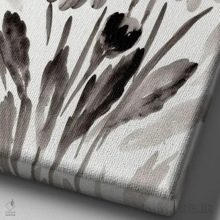 تابلو مینیمال بابونه های مشکی ساده اثر مارسی چپمن - نمای نزدیک بافت بوم