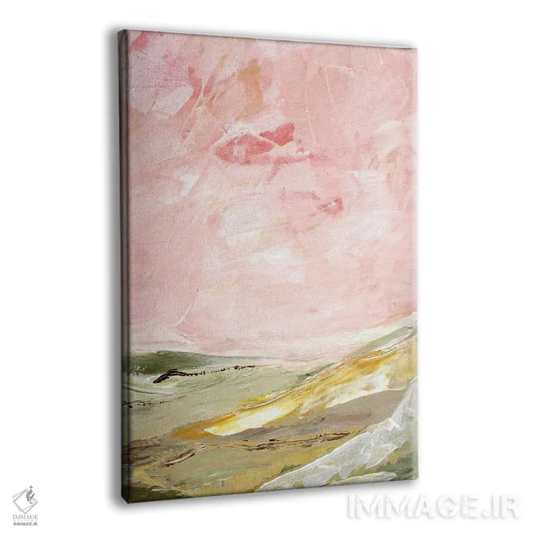 تابلو انتزاعی تپه های سبز و صورتی ۲ اثر مارسی چپمن - نمای پرسپکتیو محصول