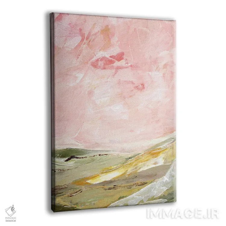 تابلو انتزاعی تپه های سبز و صورتی ۲ اثر مارسی چپمن - نمای پرسپکتیو محصول