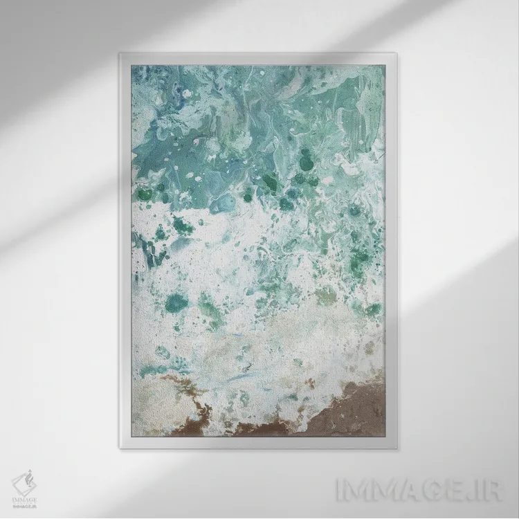 تابلو مینیمال انتزاع موج اقیانوسی ۲ اثر مارسی چپمن - نمای قابدار سفید