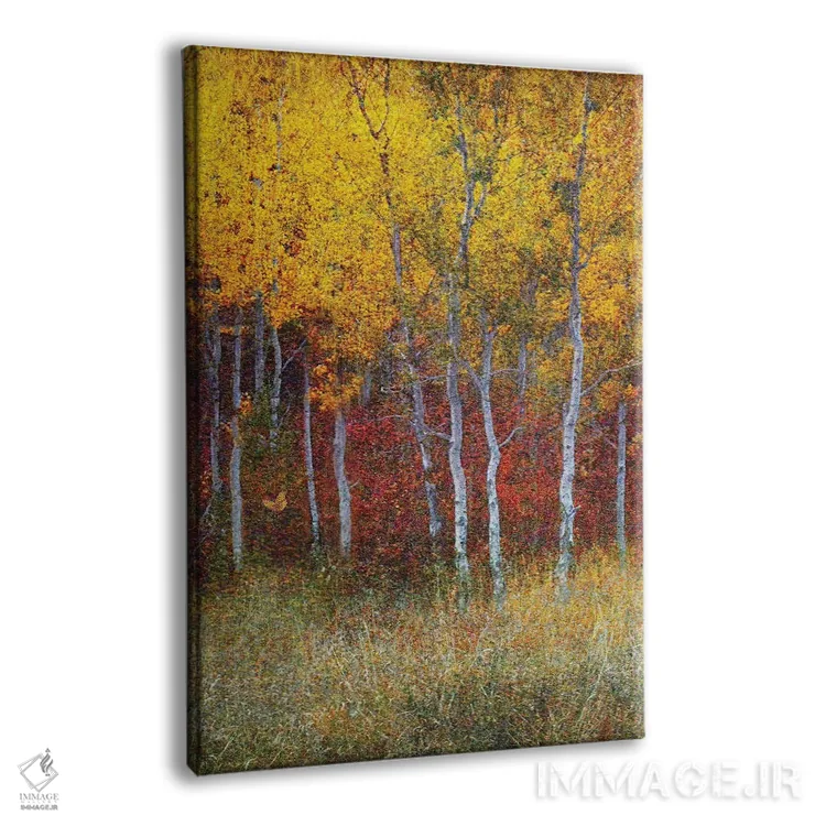 تابلو دکوراتیو جنگل سپیدار پاییزی سمت راست اثر کریستوفر وست - نمای پرسپکتیو محصول