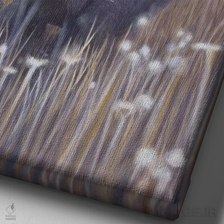 تابلو دکوراتیو "ناپدید شدن ۲" اثر هنر چامی - نمای نزدیک بافت بوم