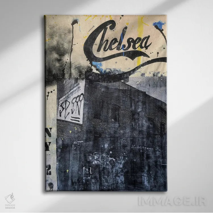 تابلو دکوراتیو "نوستالژی آبی" اثر سیسرو اسپین - نمای روبهرو روی دیوار