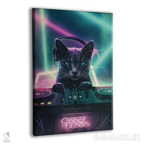 تابلو دکوراتیو گربه دی جی اثر آدام کازینز - نمای پرسپکتیو محصول