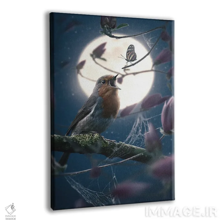 تابلو دکوراتیو پروانه و فنچ اروپایی اثر آدام کازینز - نمای پرسپکتیو محصول