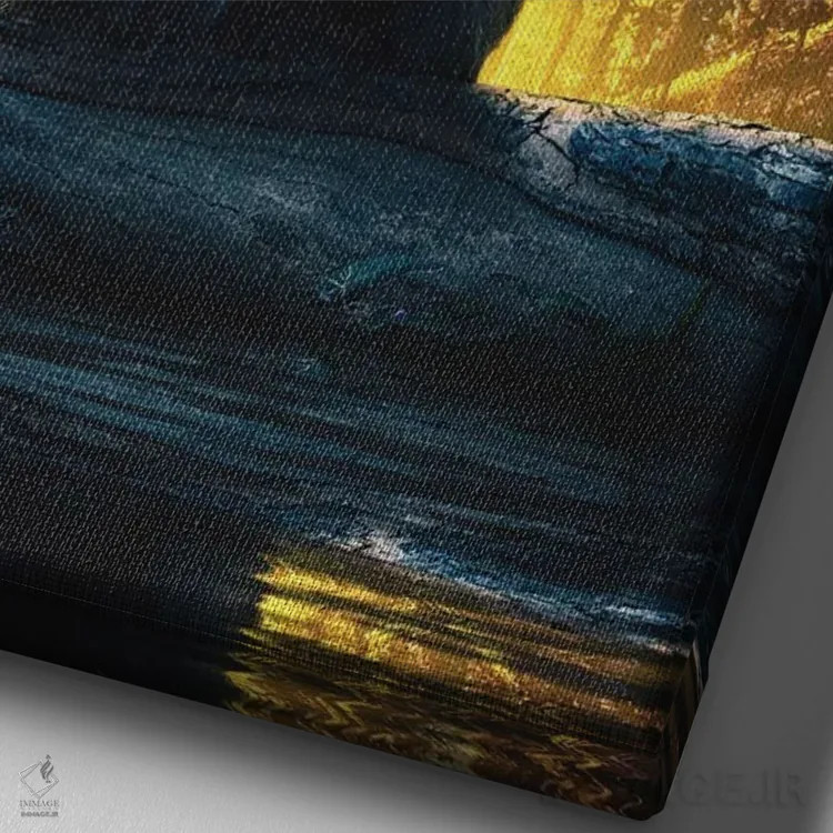 تابلو دکوراتیو گربه سیاه در جنگل جادویی اثر آدام کازینز - نمای نزدیک بافت بوم