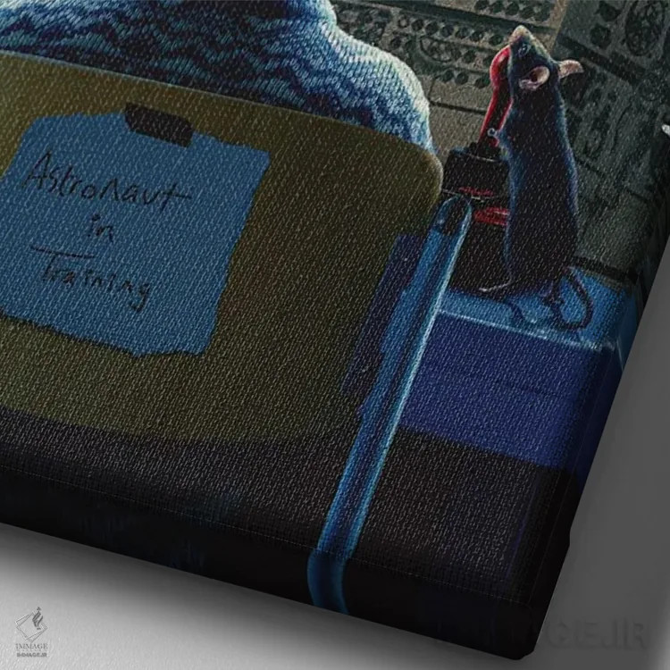 تابلو دکوراتیو فضانورد در حال آموزش اثر آدام کازینز - نمای نزدیک بافت بوم