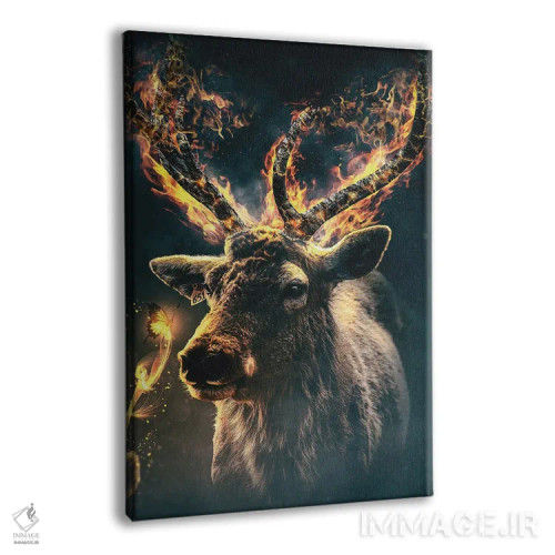 تابلو دکوراتیو گوزن آتشین اثر آدام کازینز - نمای پرسپکتیو محصول