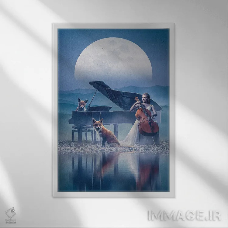 تابلو دکوراتیو ارکستر روباه ها اثر آدام کازینز - نمای قابدار سفید