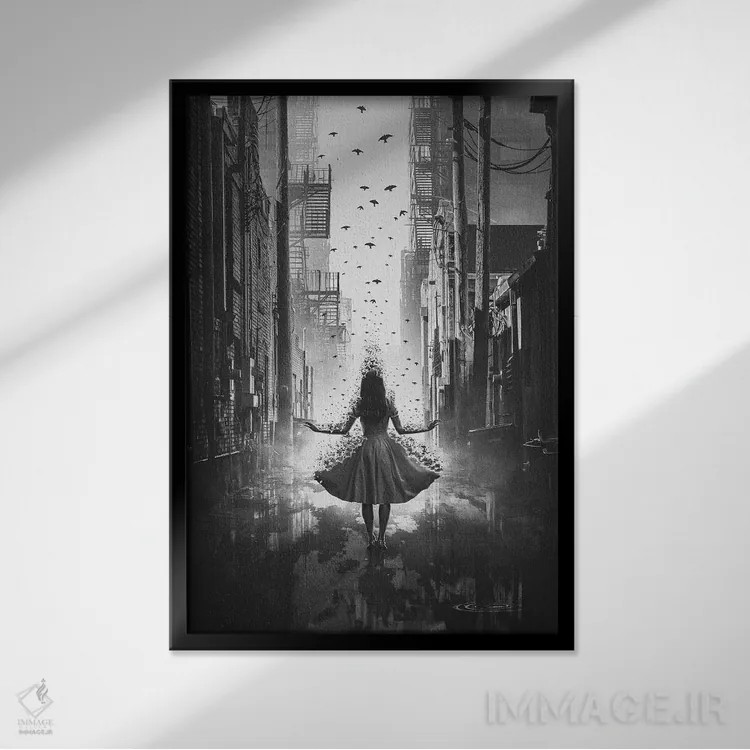 تابلو دکوراتیو پر کشیدن اثر آدام کازینز - نمای قابدار مشکی