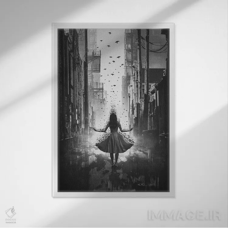 تابلو دکوراتیو پر کشیدن اثر آدام کازینز - نمای قابدار سفید