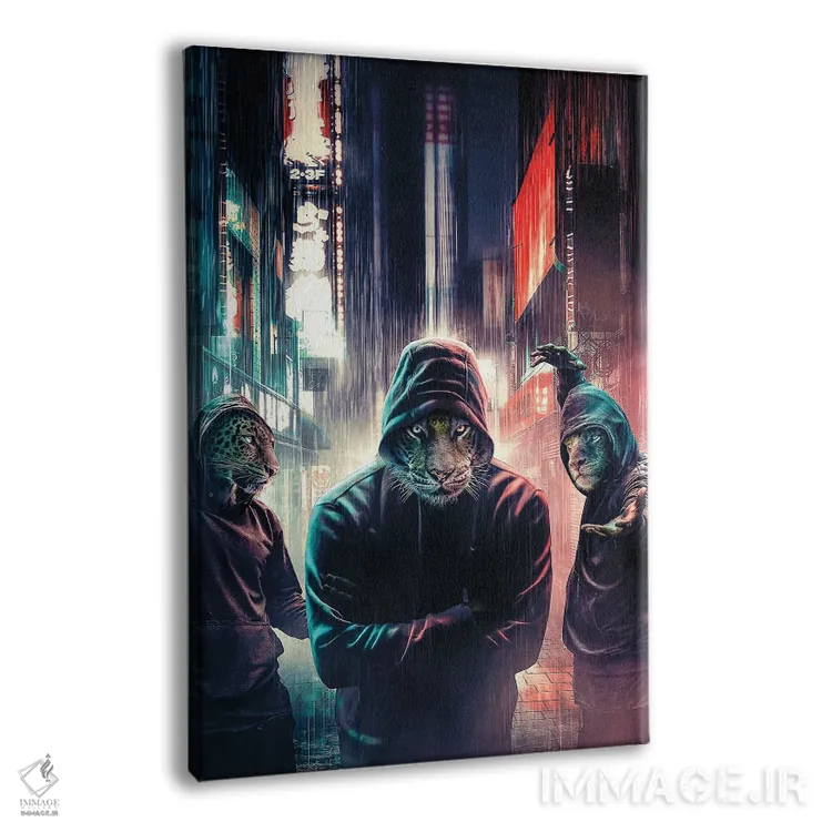 تابلو دکوراتیو گربه های کلاه دار اثر آدام کازینز - نمای پرسپکتیو محصول