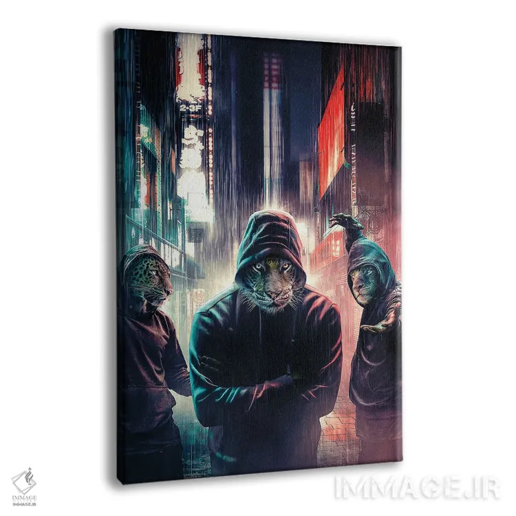 تابلو دکوراتیو گربه های کلاه دار اثر آدام کازینز - نمای پرسپکتیو محصول