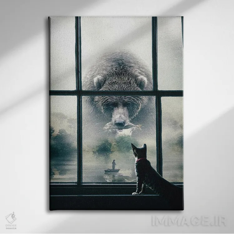 تابلو دکوراتیو خرس غول پیکر اثر آدام کازینز - نمای روبهرو روی دیوار