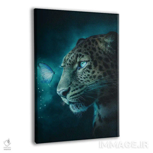 تابلو دکوراتیو پلنگ خالدار و پروانه اثر آدام کازینز - نمای پرسپکتیو محصول