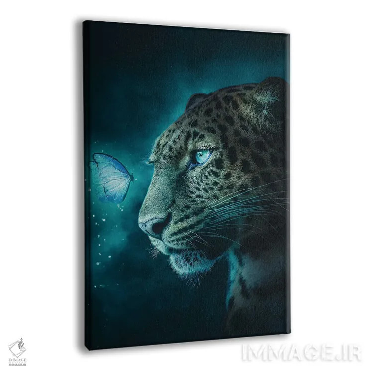 تابلو دکوراتیو پلنگ خالدار و پروانه اثر آدام کازینز - نمای پرسپکتیو محصول
