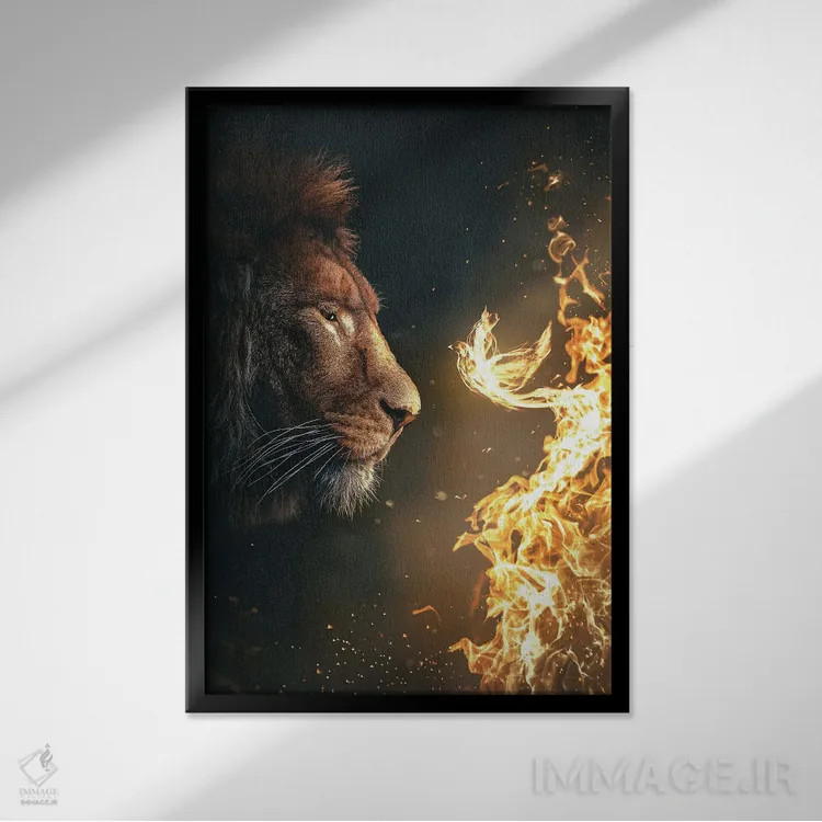 تابلو دکوراتیو آتش درونی اثر آدام کازینز - نمای قابدار مشکی