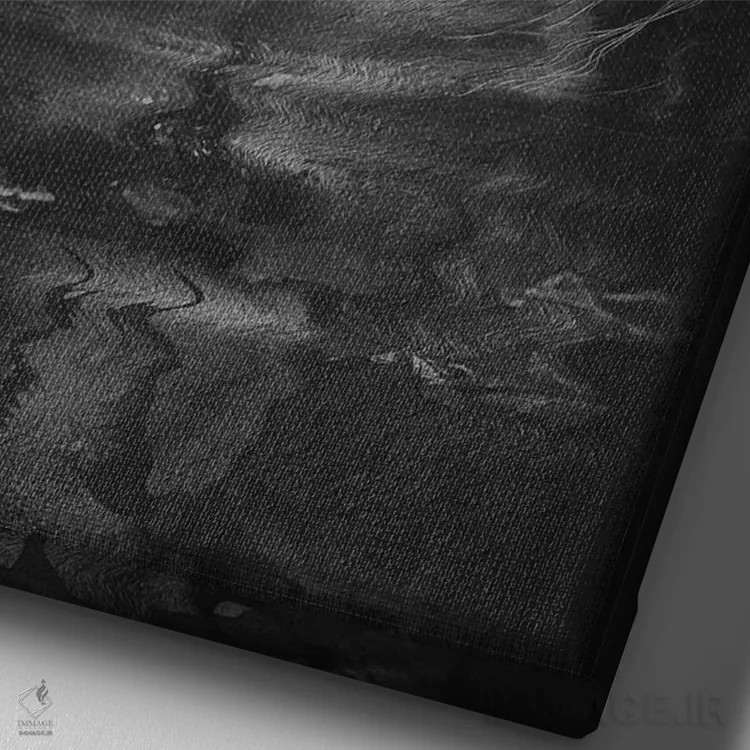 تابلو دکوراتیو شیر و پروانه اثر آدام کازینز - نمای نزدیک بافت بوم