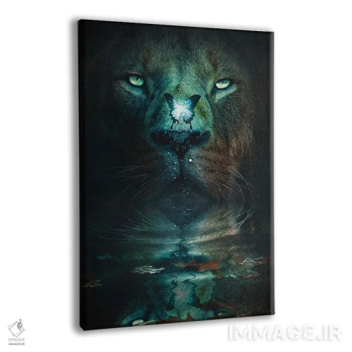 تابلو دکوراتیو شیر و پروانه اثر آدام کازینز - نمای پرسپکتیو محصول