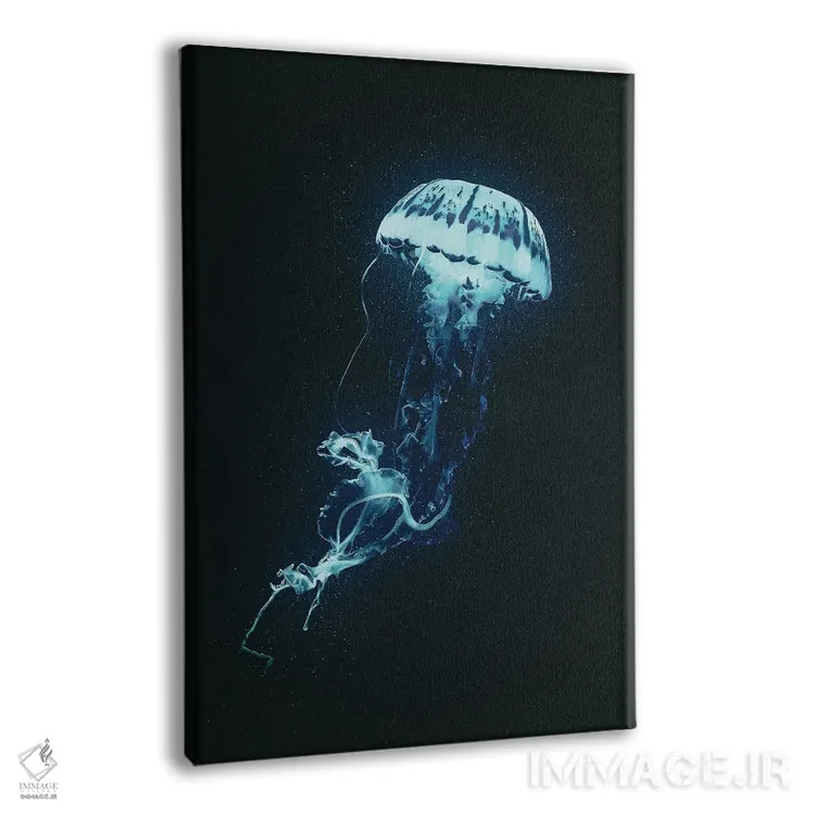 تابلو دکوراتیو عروس دریایی نئونی اثر آدام کازینز - نمای پرسپکتیو محصول