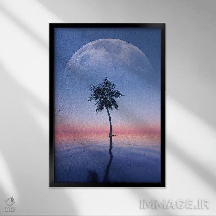 تابلو دکوراتیو نخل تنها اثر آدام کازینز - نمای قابدار مشکی