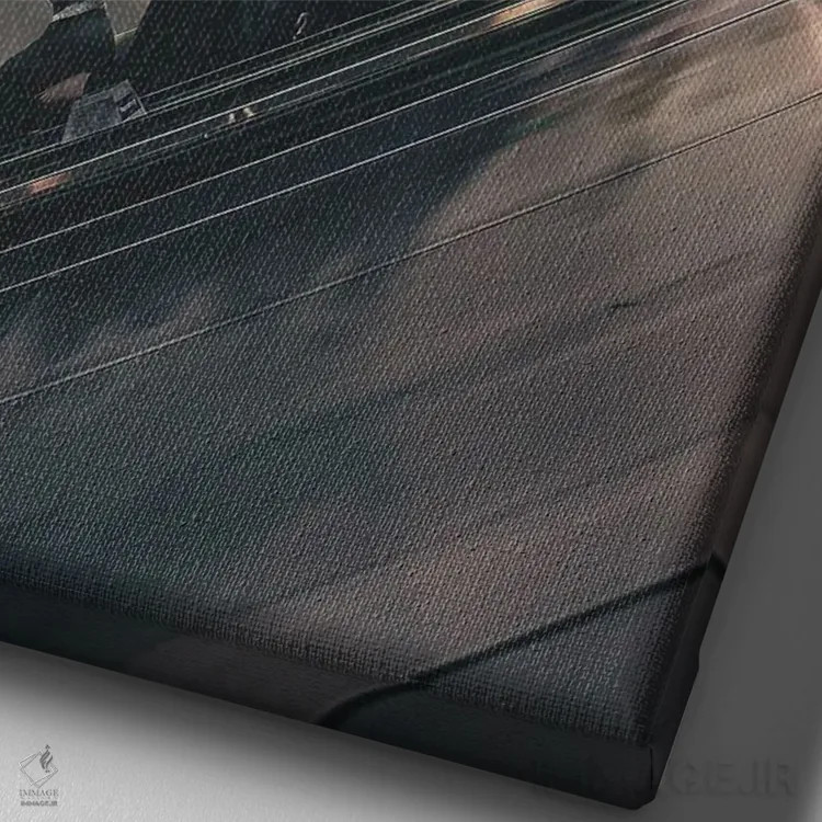 تابلو دکوراتیو بازگشت به کار اثر آدام کازینز - نمای نزدیک بافت بوم