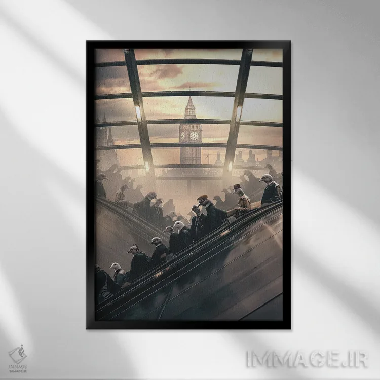 تابلو دکوراتیو بازگشت به کار اثر آدام کازینز - نمای قابدار مشکی