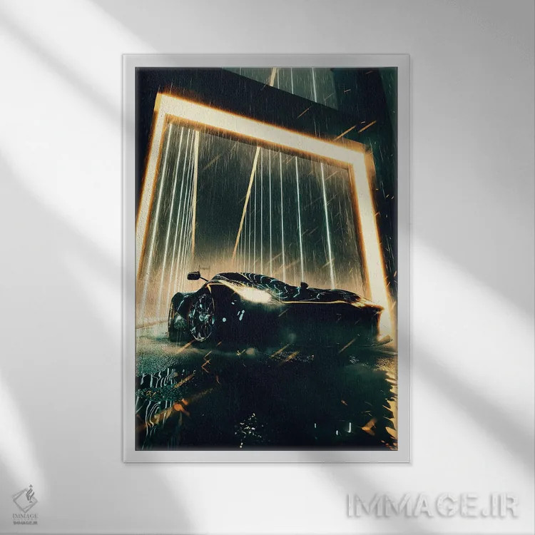 تابلو دکوراتیو فراری نئونی اثر آدام کازینز - نمای قابدار سفید