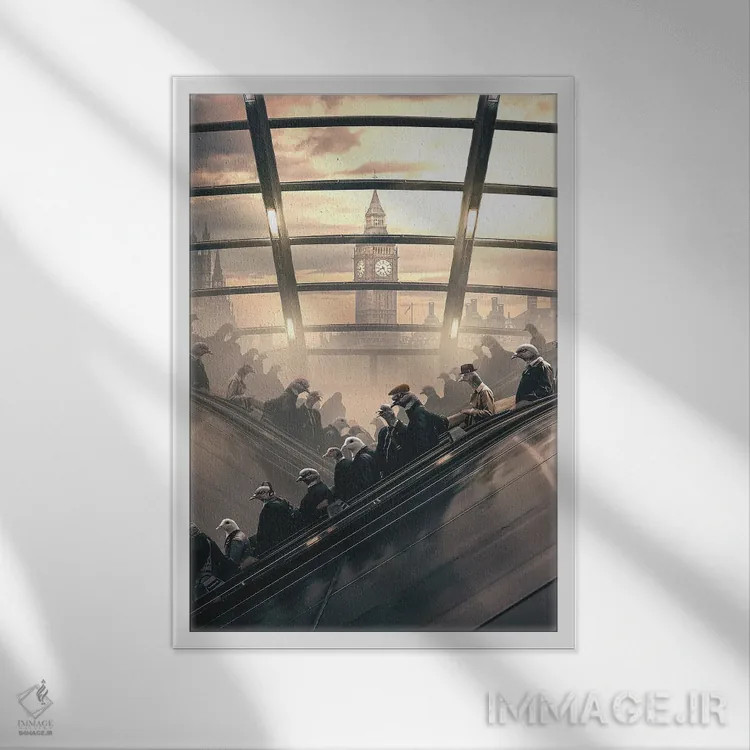 تابلو دکوراتیو بازگشت به کار اثر آدام کازینز - نمای قابدار سفید