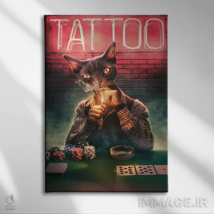 تابلو دکوراتیو چهره پوکر اثر آدام کازینز - نمای روبهرو روی دیوار