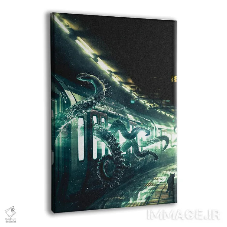 تابلو دکوراتیو اختاپوس سوار مترو اثر آدام کازینز - نمای پرسپکتیو محصول