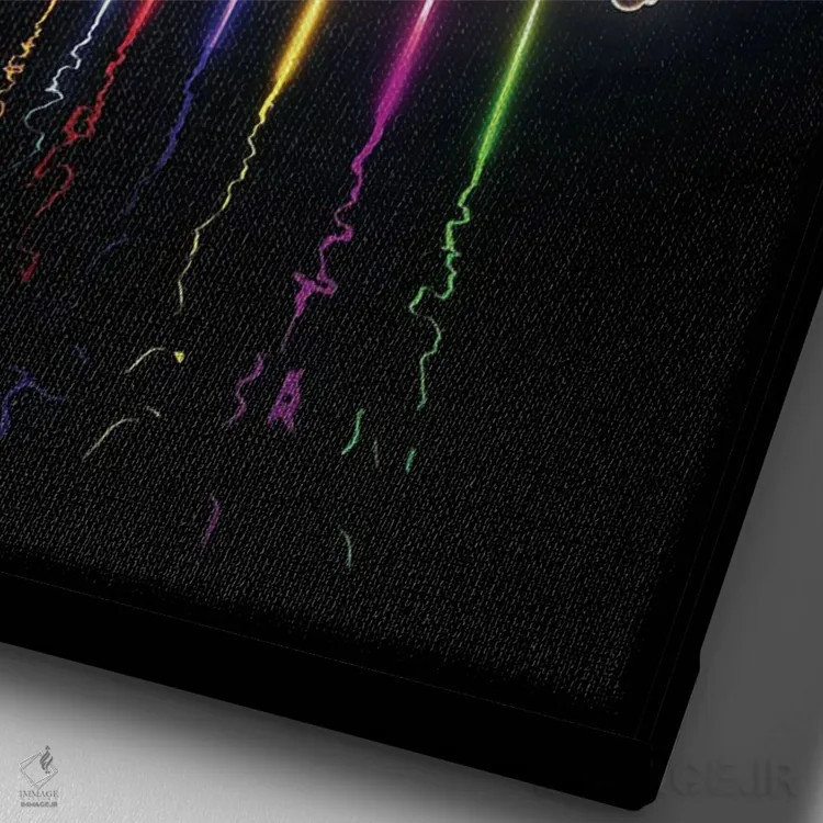 تابلو دکوراتیو جمجمه طیف رنگی اثر آدام کازینز - نمای نزدیک بافت بوم