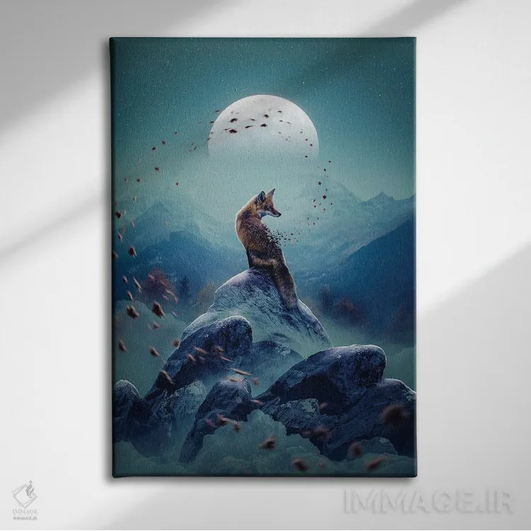 تابلو دکوراتیو روباه زمستانی اثر آدام کازینز - نمای روبهرو روی دیوار