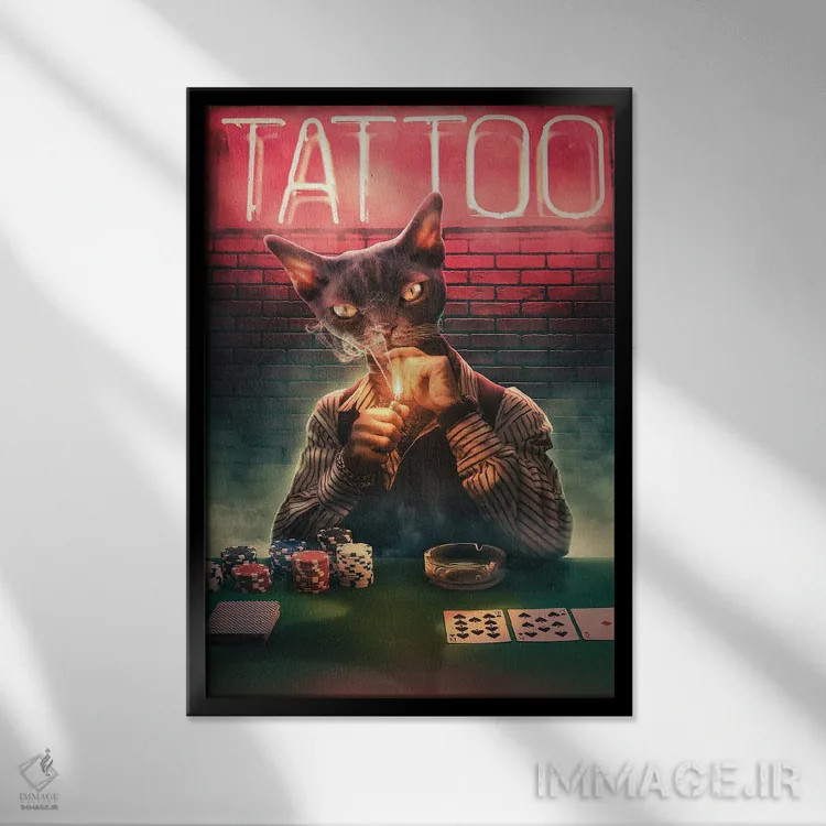 تابلو دکوراتیو چهره پوکر اثر آدام کازینز - نمای قابدار مشکی