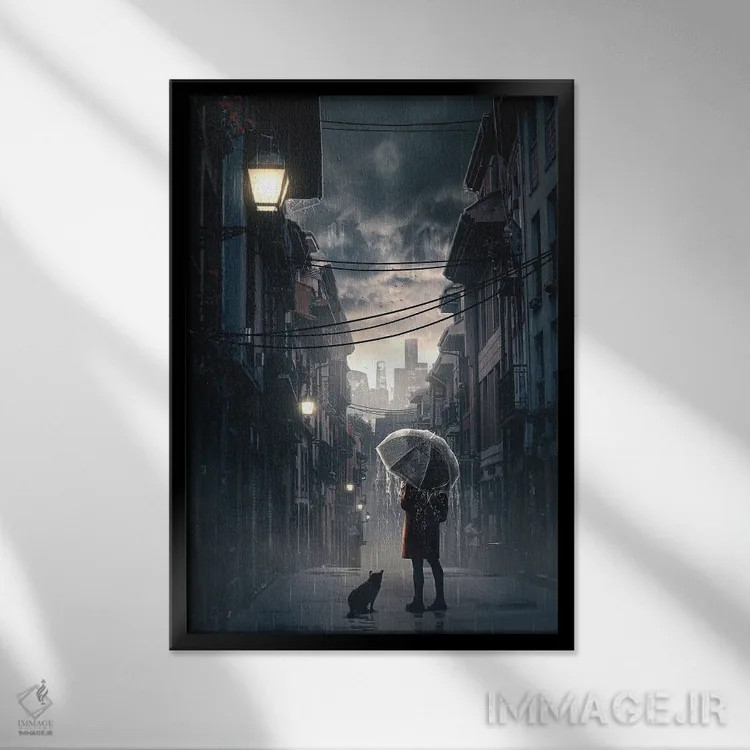 تابلو دکوراتیو شبح بارانی اثر آدام کازینز - نمای قابدار مشکی