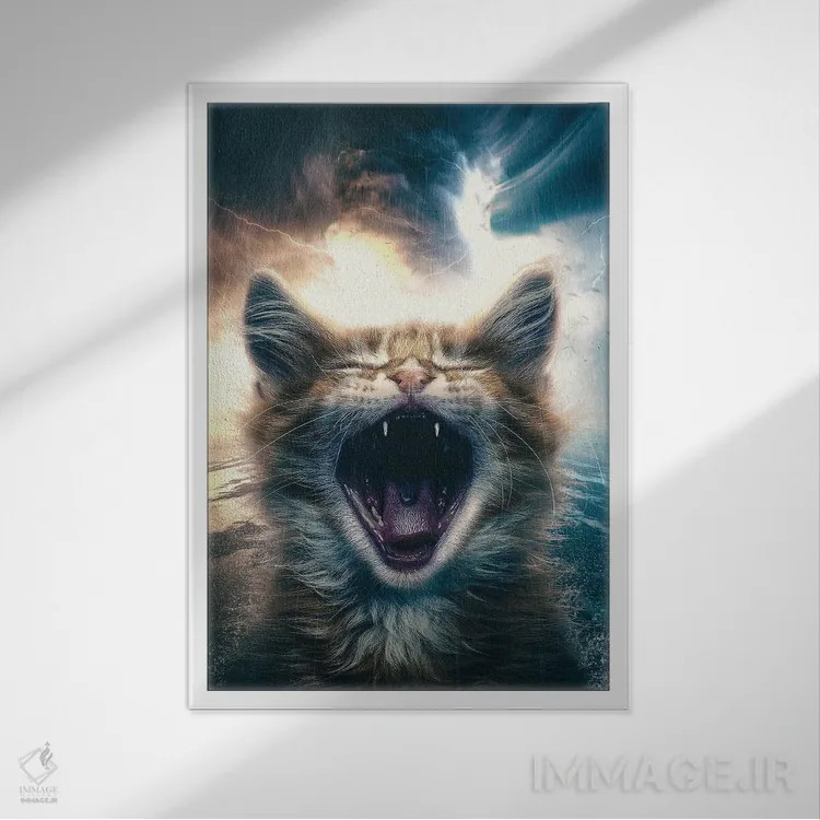 تابلو دکوراتیو غرش کوچک اثر آدام کازینز - نمای قابدار سفید