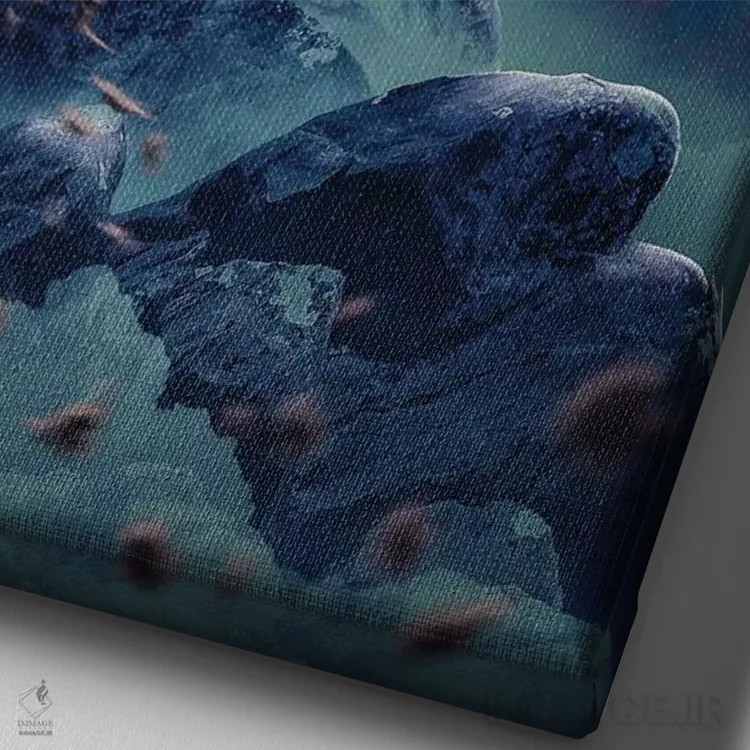 تابلو دکوراتیو روباه زمستانی اثر آدام کازینز - نمای نزدیک بافت بوم